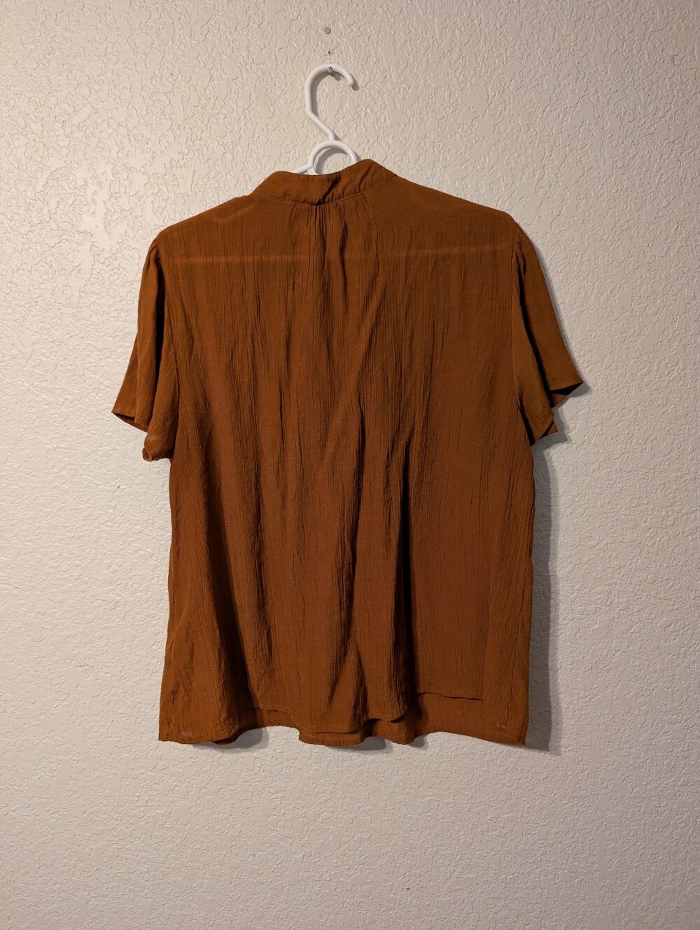 Nanette Lepore Burnt Orange / Brown Crochet Lace Shoulder Tie-front Blouse, XL - Picture 7 of 7